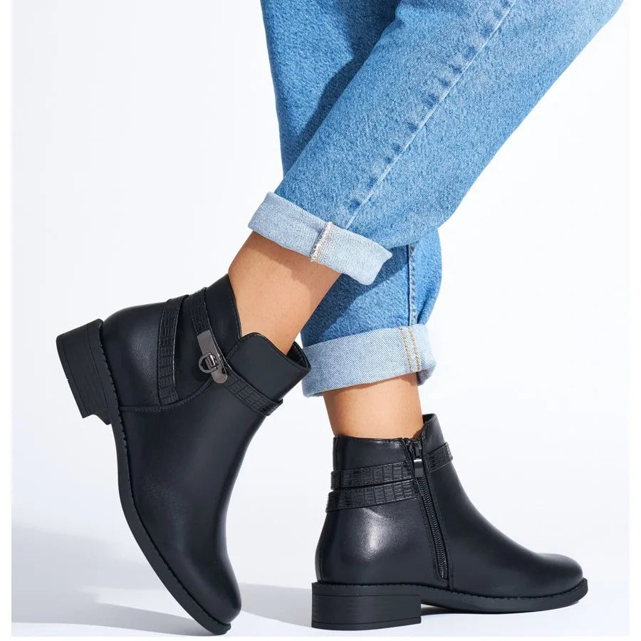 Bottine - simili cuir - Noir / AS118