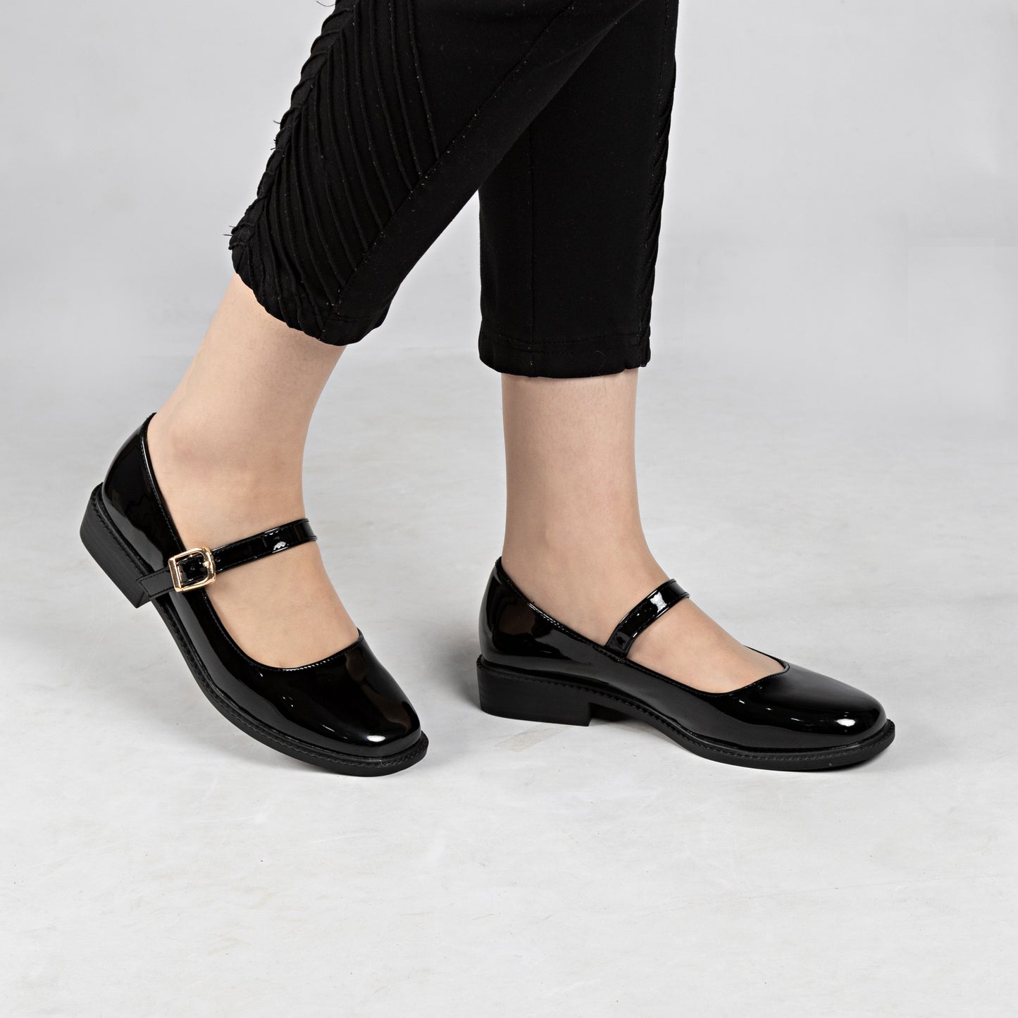 Mary jane a ceinture - vernis - Noir / AS122