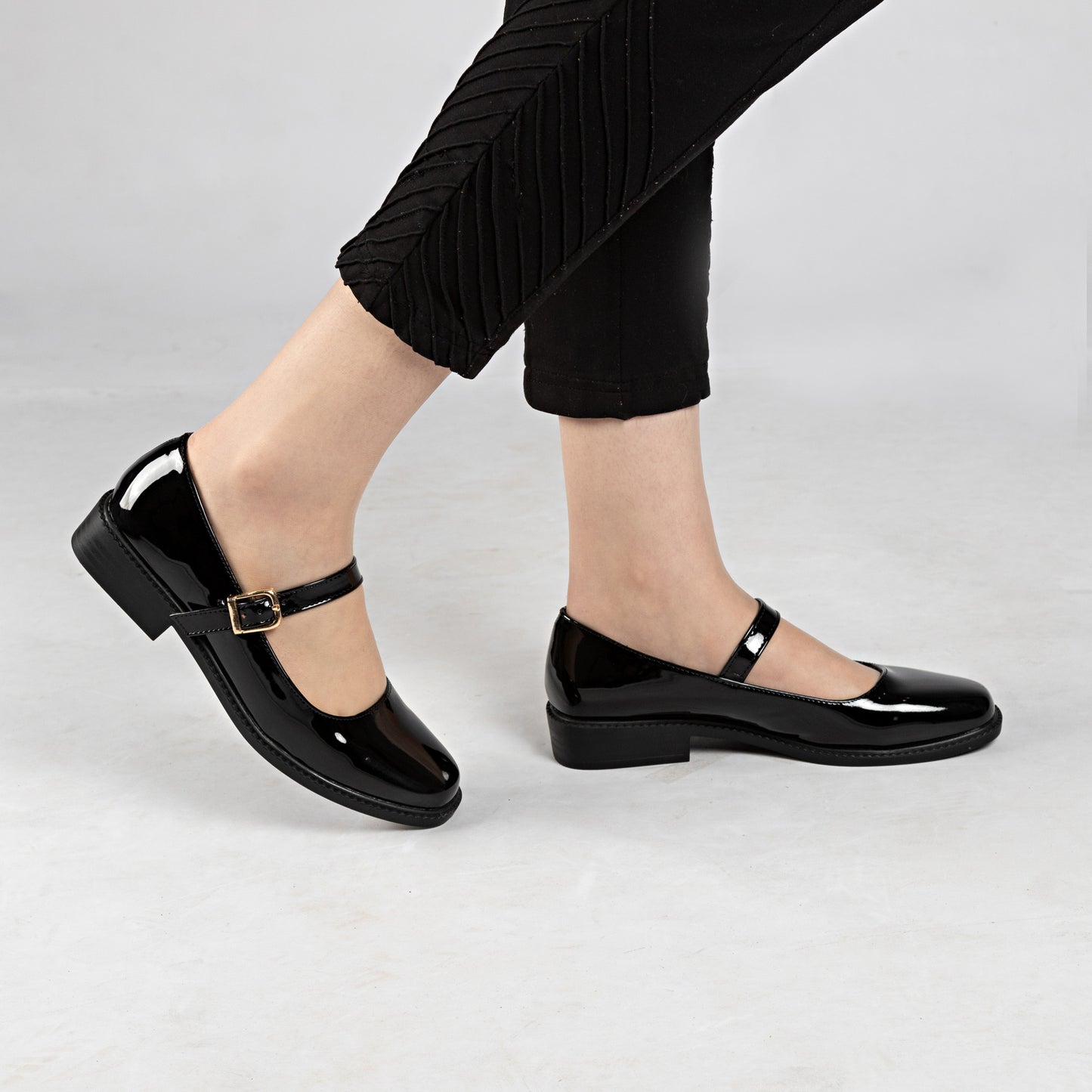 Mary jane a ceinture - vernis - Noir / AS122