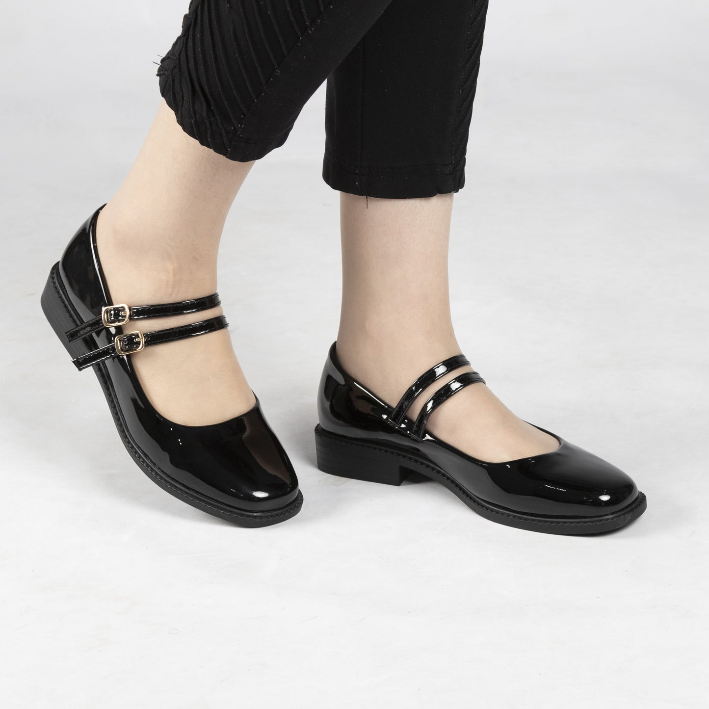 Mary jane a ceinture - vernis - Noir / AS45