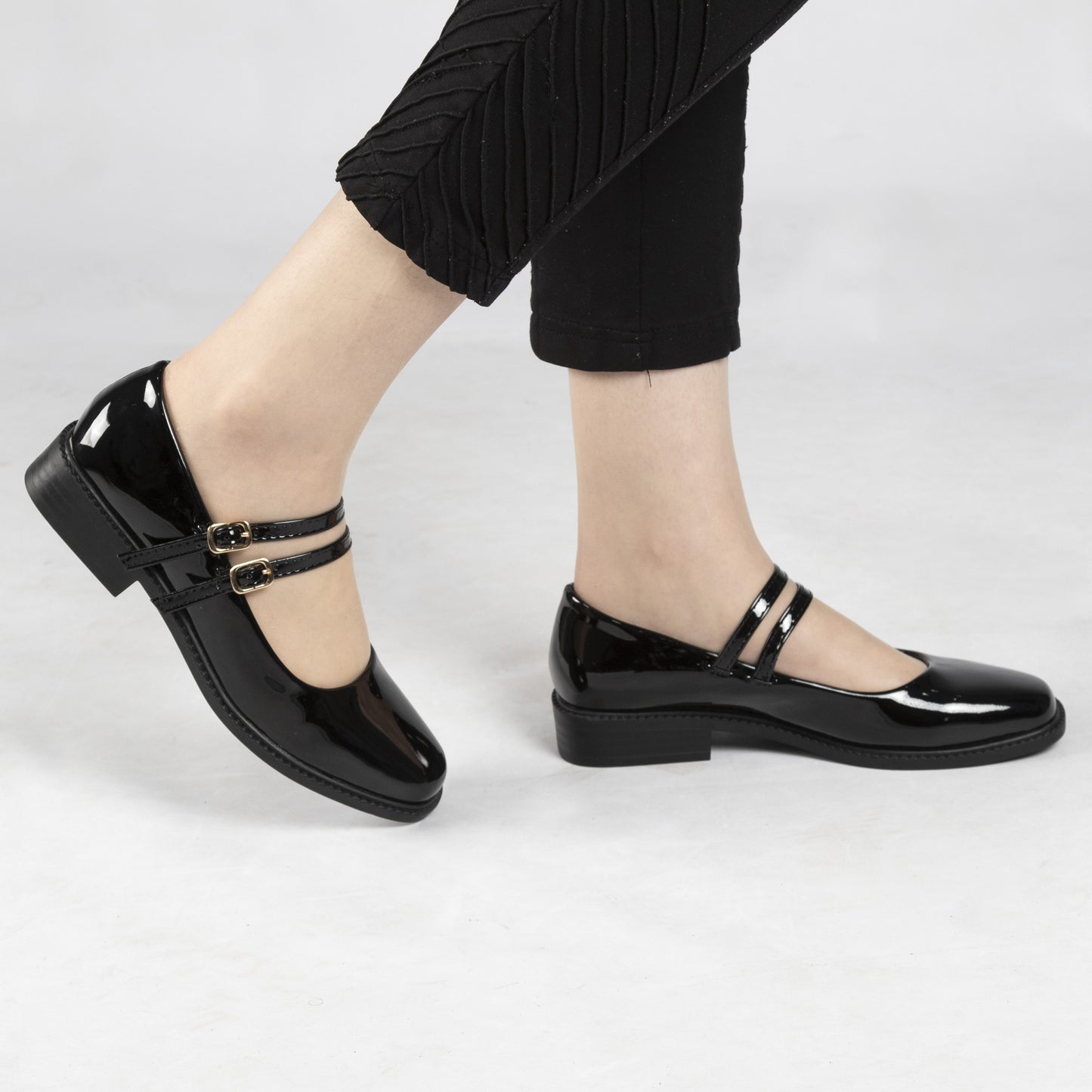 Mary jane a ceinture - vernis - Noir / AS45