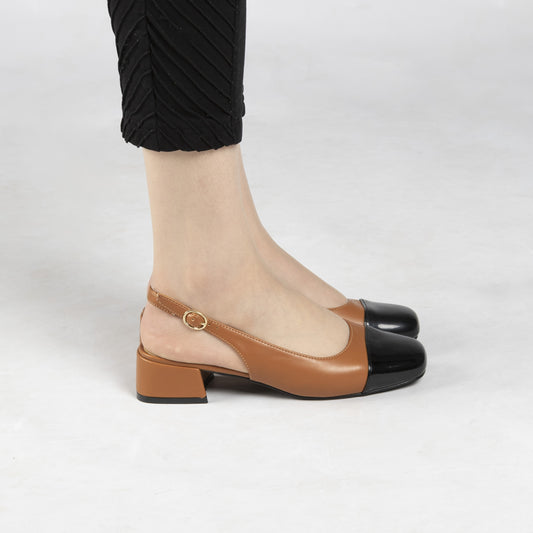 Escarpin A Talon Carré - Camel / AS13