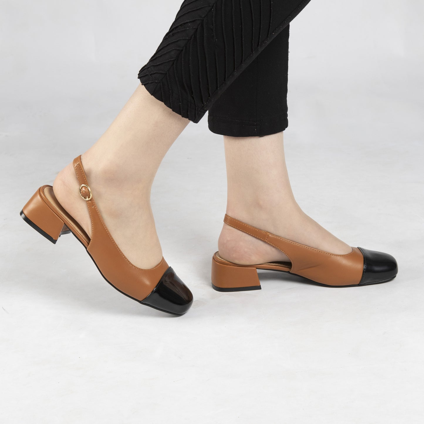 Escarpin A Talon Carré - Camel / gk1075