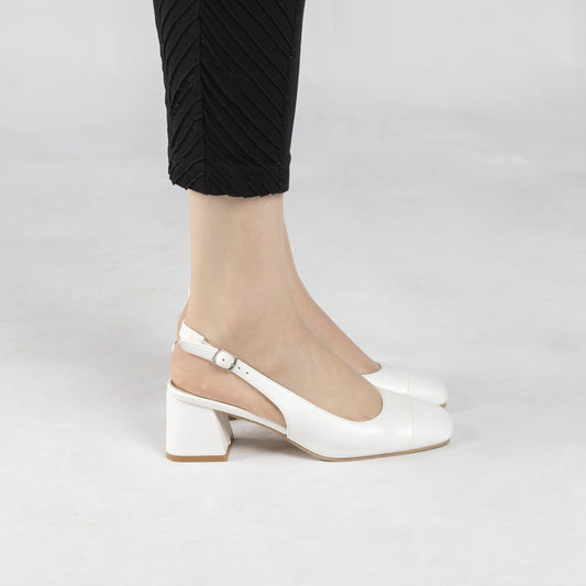 Escarpin A Talon Carré - Blanc / AS16