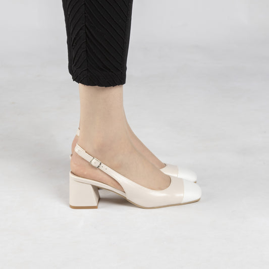 Escarpin A Talon Carré - Beige / AS14