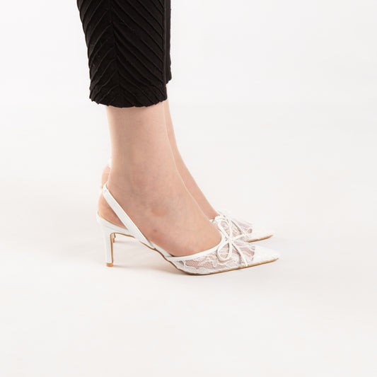Escarpin En Dentelle - White / AS05