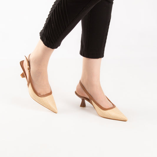 Escarpin - slingback - beige / ref : AS01