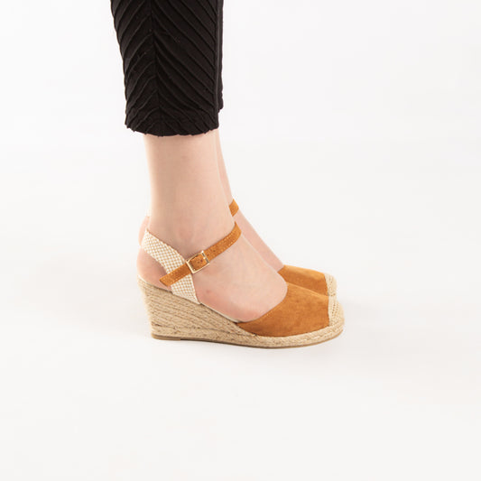 Sandale A Talon Compensé - Camel / AS72