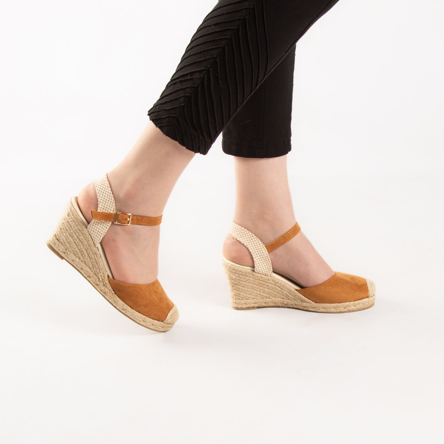 Sandale A Talon Compensé - Camel / AS72