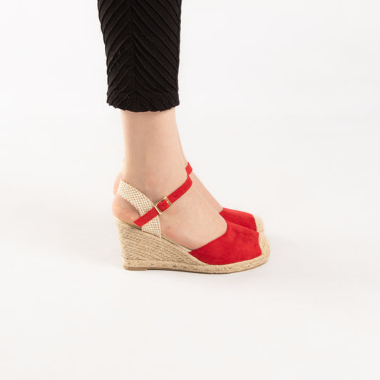 Sandale A Talon Compensé - Rouge / AS73
