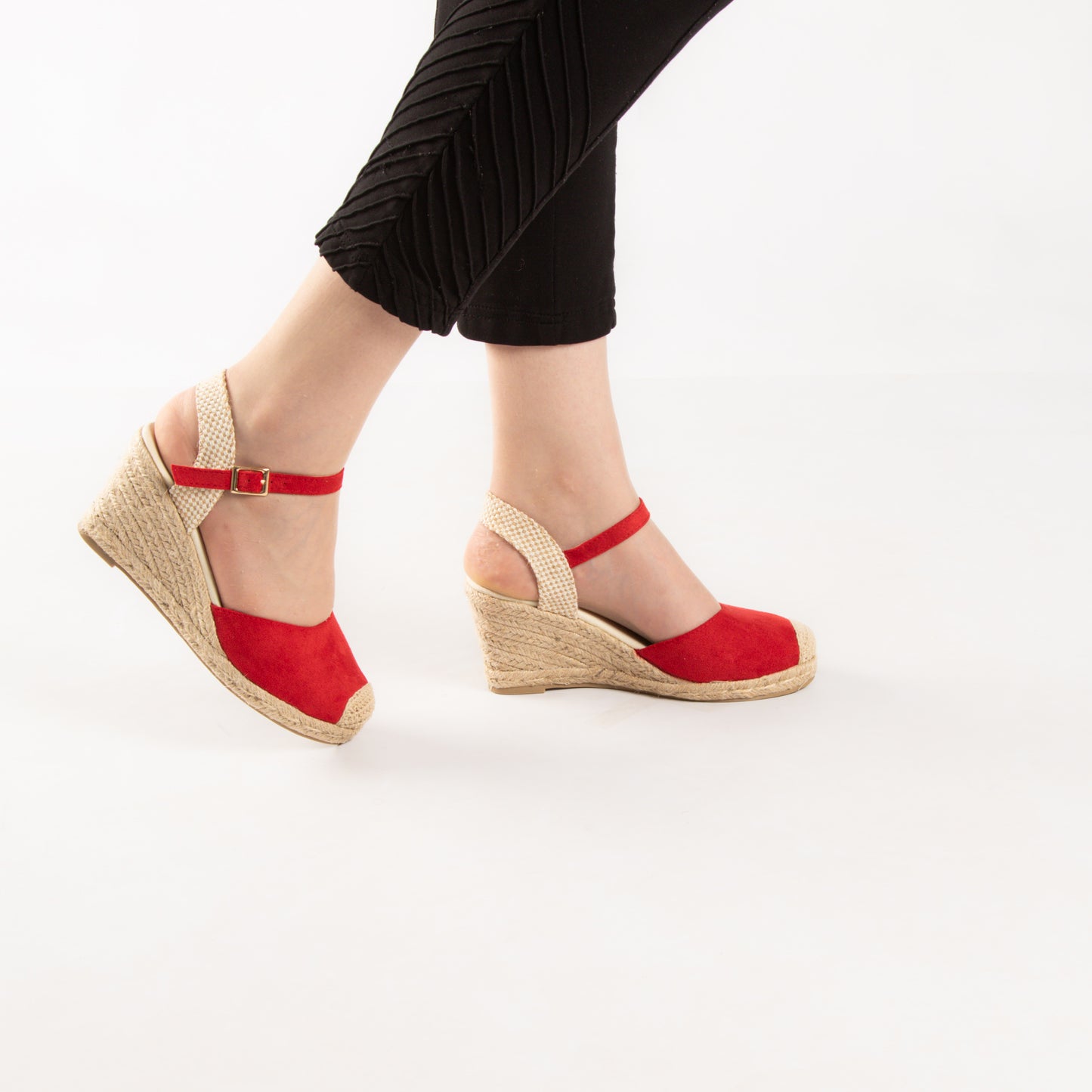 Sandale A Talon Compensé - Rouge / AS73