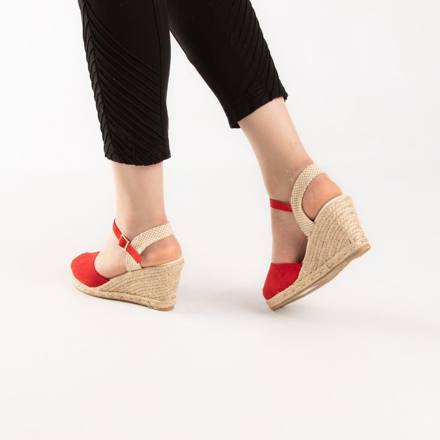 Sandale A Talon Compensé - Rouge / AS73