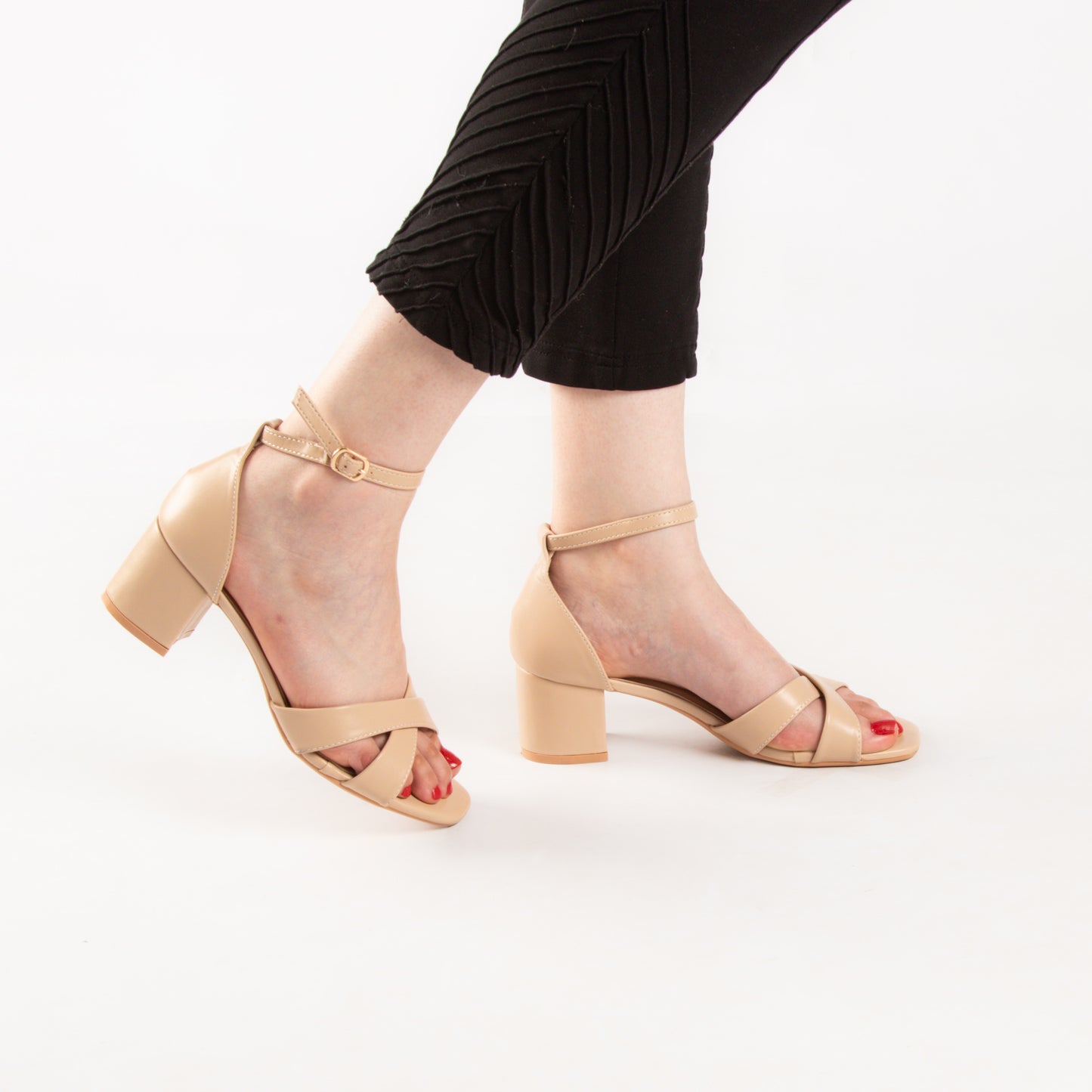Sandale A Talon Carré - Beige / AS68