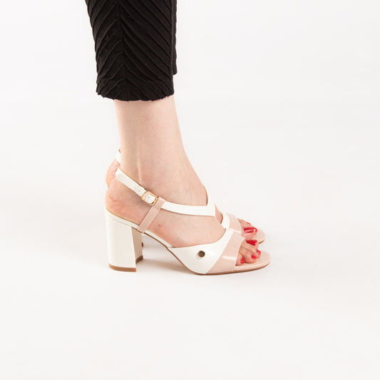 Sandale A Talon Carré - Blanc / AS70