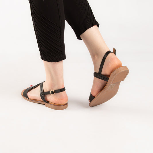 Sandale - simili cuir - Noir / AS79