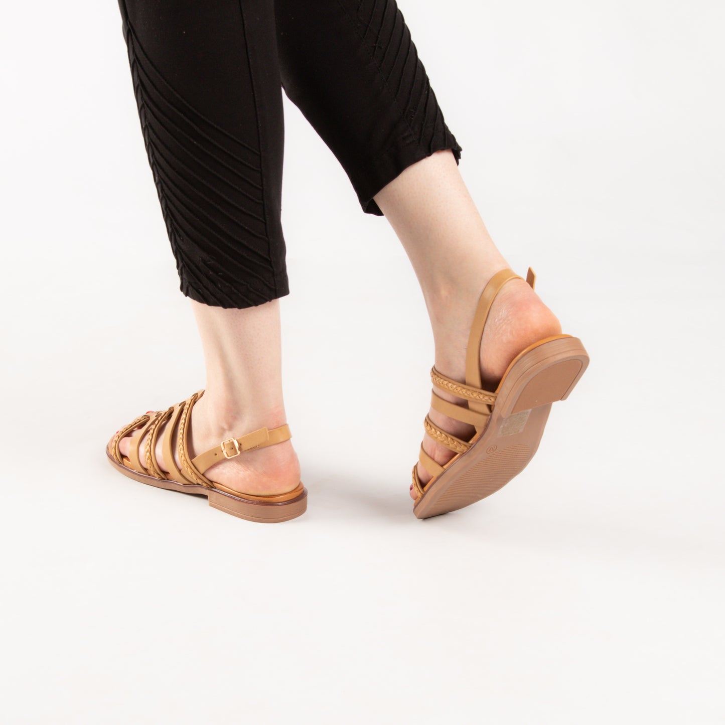 Sandale - simili cuir - khaki / ref : AS77