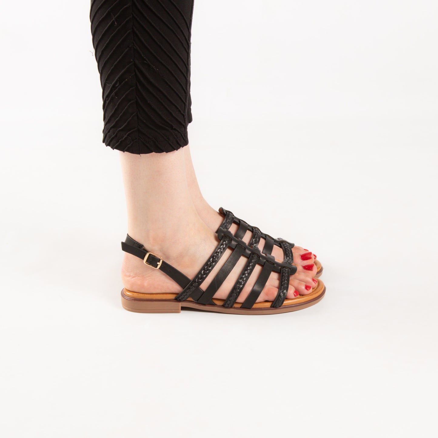 Sandale - simili cuir - Noir / AS80