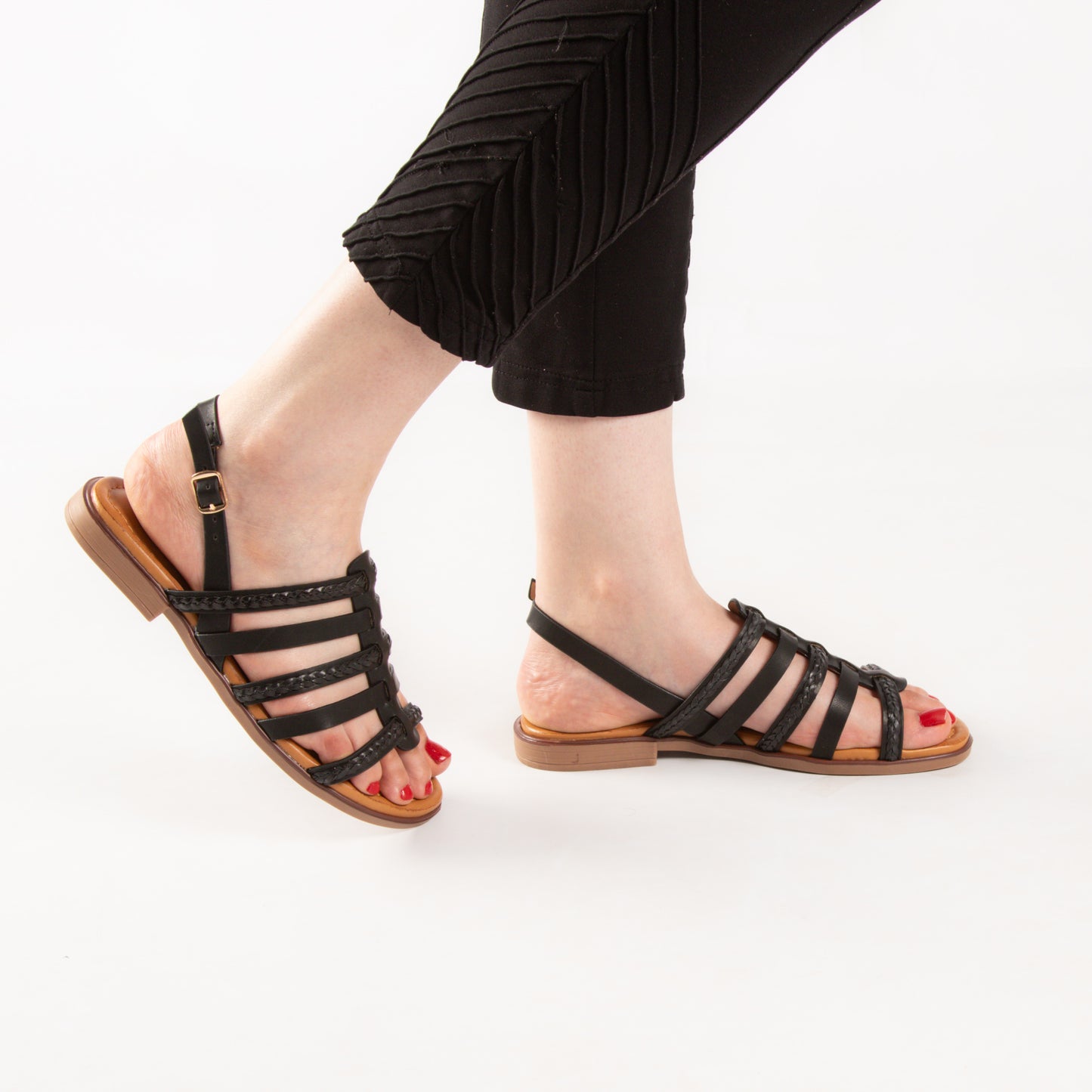 Sandale - simili cuir - Noir / AS80