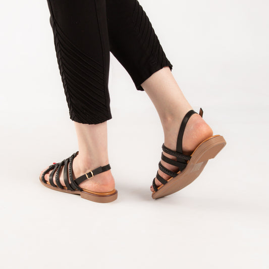 Sandale - simili cuir - Noir / AS80