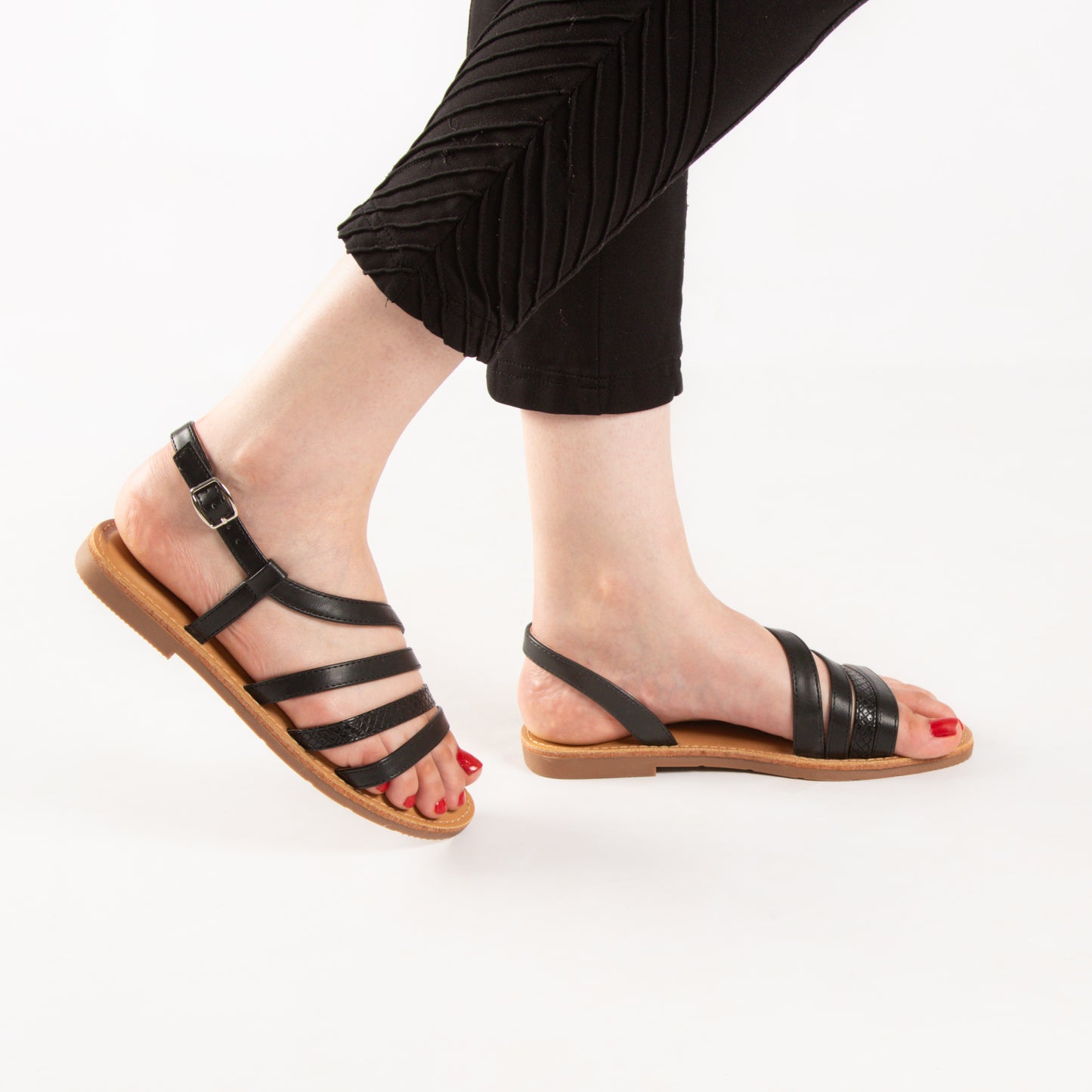 Sandale - simili cuir - Noir / AS87