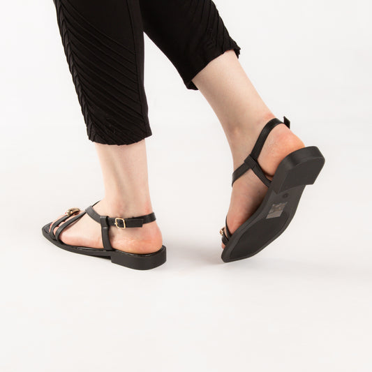Sandale - simili cuir - Noir / AS85