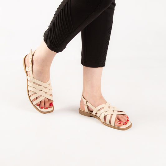 Sandale - simili cuir - Beige / AS82