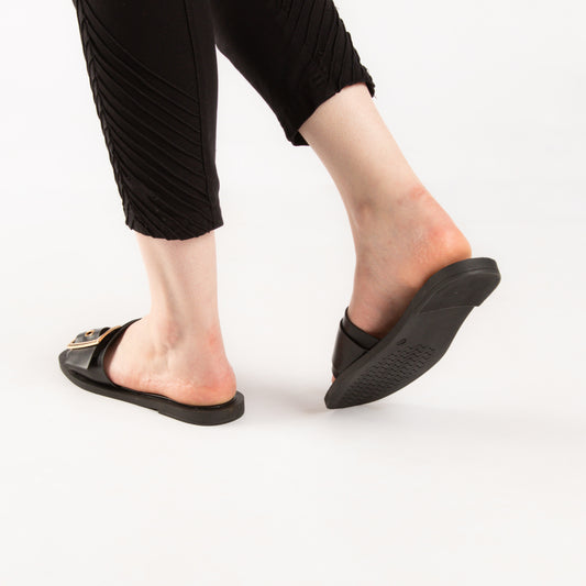 Mule - simili cuir - noir / ref : AS95