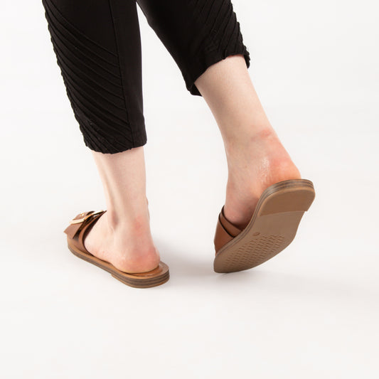 Mule - simili cuir - camel / ref : AS98
