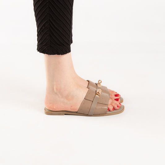 Mule - simili cuir - Khaki / AS101