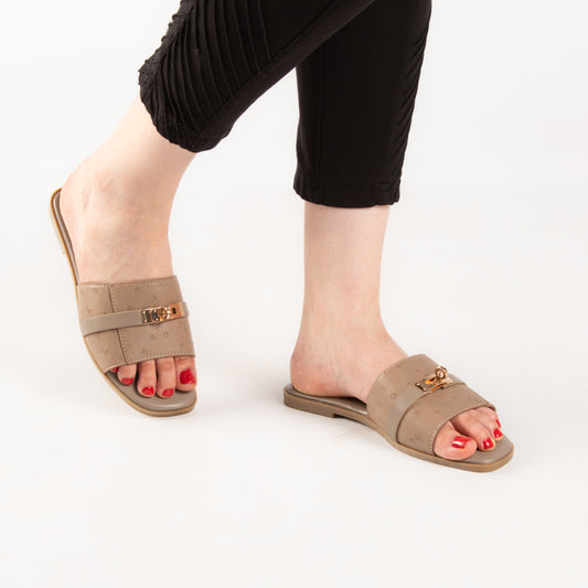 Mule - simili cuir - Khaki / AS101