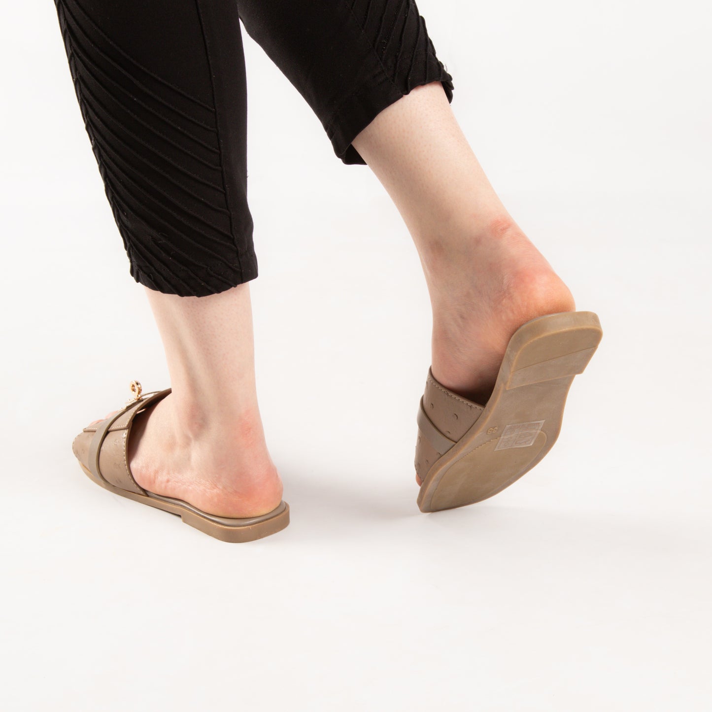 Mule - simili cuir - khaki / ref : AS101