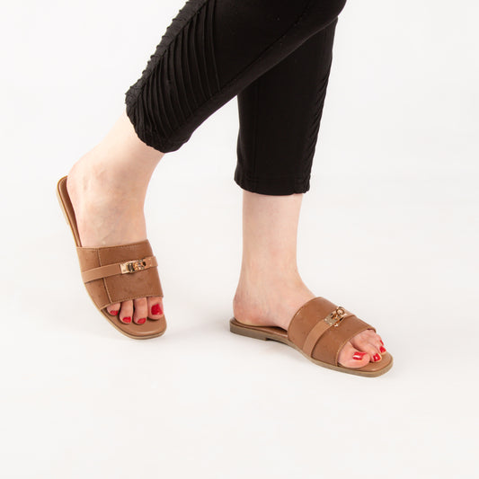 Mule - simili cuir - Camel / AS104