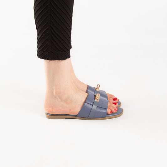 Mule - simili cuir - Bleu / AS102