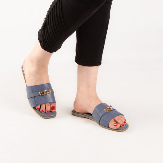 Mule - simili cuir - Bleu / AS102