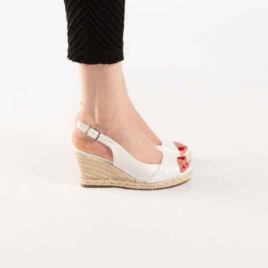 Sandale A Talon Compensé - Blanc / AS74