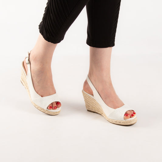 Sandale A Talon Compensé - Blanc / AS74