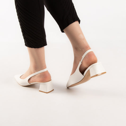 Escarpin à talon carré - blanc / ref : AS24