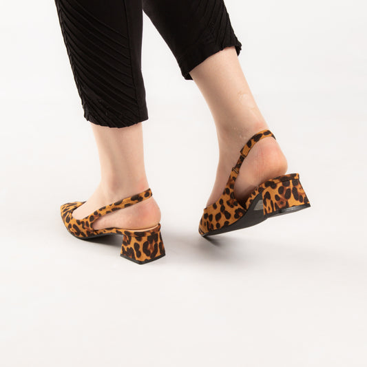 Escarpin à talon carré - leopard / ref : AS22