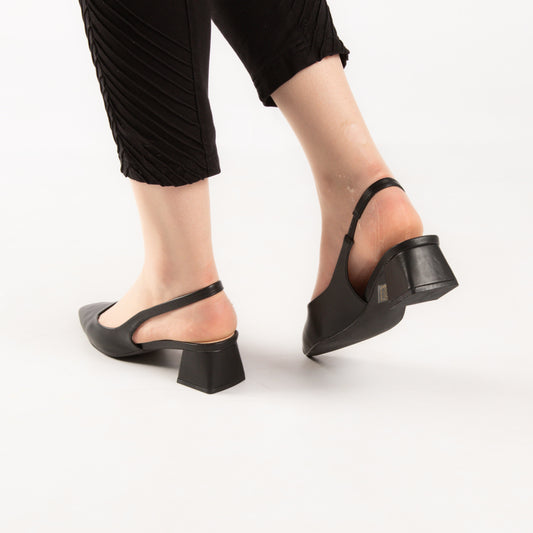 Escarpin à talon carré - noir / ref : AS21