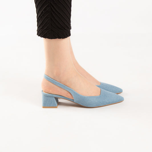 Escarpin A Talon Carré - Jeans / AS20