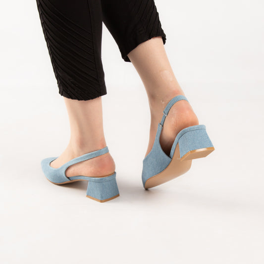 Escarpin à talon carré - jeans / ref : AS20