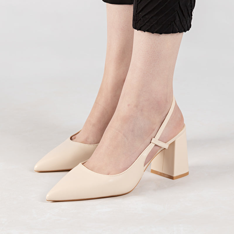 Escarpin A Talon Carré - Beige / AS39