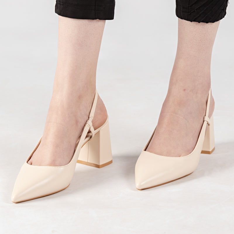 Escarpin A Talon Carré - Beige / AS39