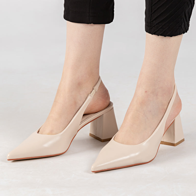 Escarpin A Talon Carré - Beige / AS40