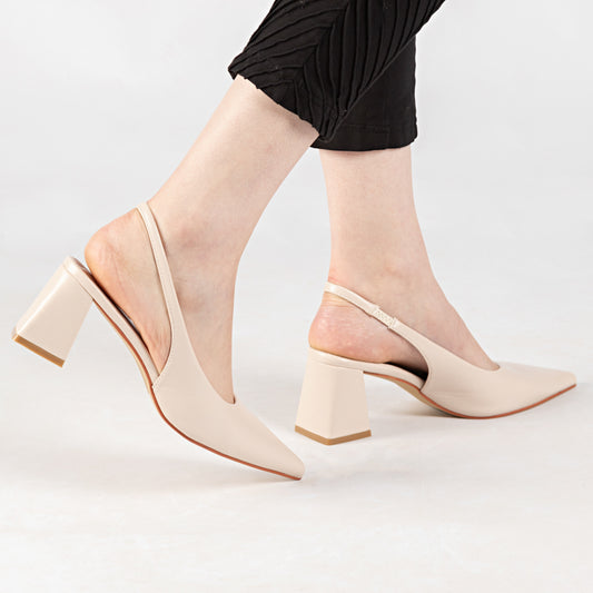 Escarpin A Talon Carré - Beige / AS40