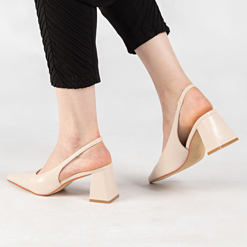 Escarpin A Talon Carré - Beige / AS40