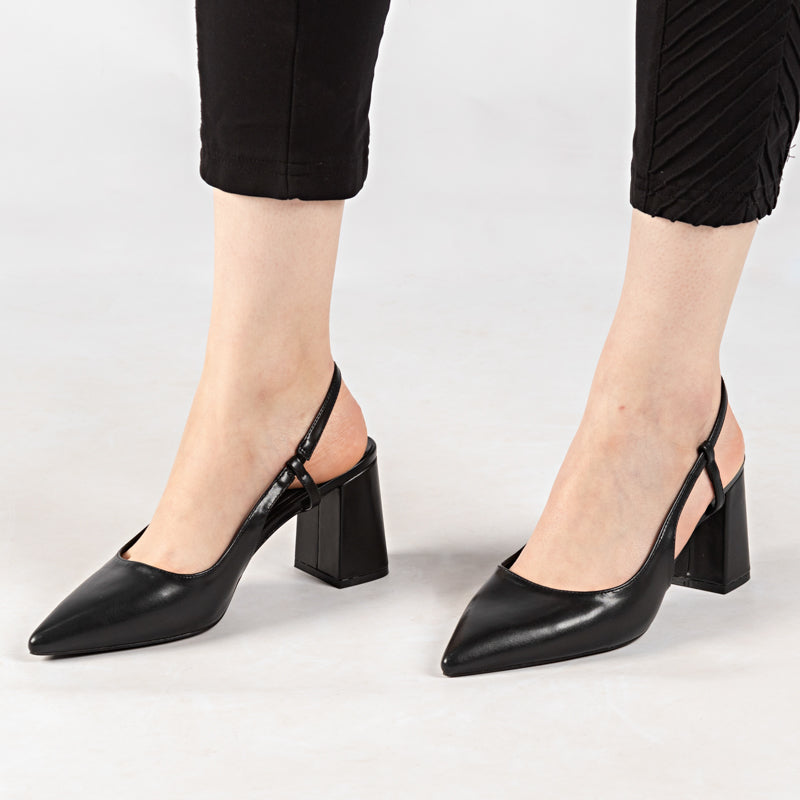 Escarpin A Talon Carré - Noir / HL2408