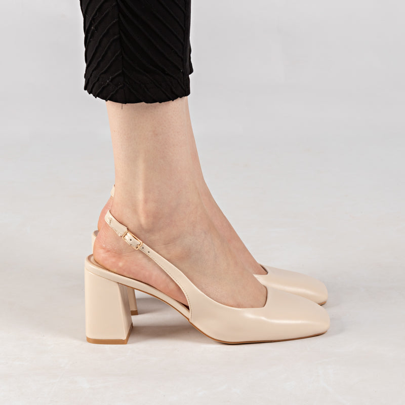 Escarpin A Talon Carré - Beige / AS35