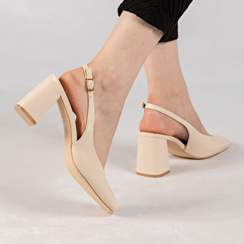 Escarpin A Talon Carré - Beige / AS35