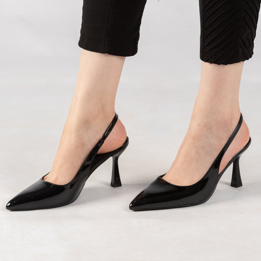Escarpin à talon - vernis - noir / ref : AS29
